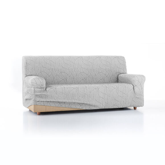 Housse extensible motif jacquard "serpentins" pour fauteuil et canapé (gris clair) Housse extensible motif jacquard "serpentins" pour fauteuil et canapé (gris clair)